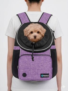 📷🩵NIB Purple & Black Large Cat & Dog Chest Carrier Backpack Large